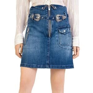 The Kooples Western Double Buckle Denim Mini Skirt Size 1 (Small)